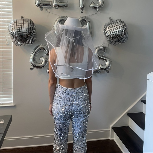 Velvet silver sequin flare pants - Picture 3 of 3